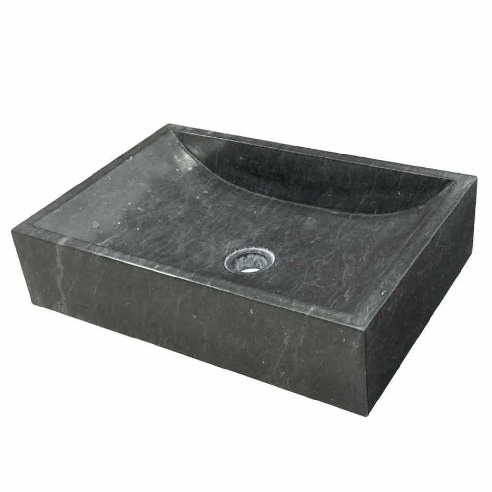 Viadurini Bathroom Steinwaschbecken-Waschbecken Aufsatzwaschbecken schwarz aus Naturstein Giacarta Design
