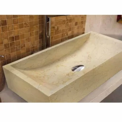 Viadurini Bathroom Steinwaschbecken-Waschbecken Aufsatzwaschbecken beige aus Naturstein Giacarta Design