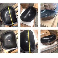 Viadurini Bathroom Steinwaschbecken-Waschbecken Aufsatzwaschbecken Unikat aus Basalt Hassan Design