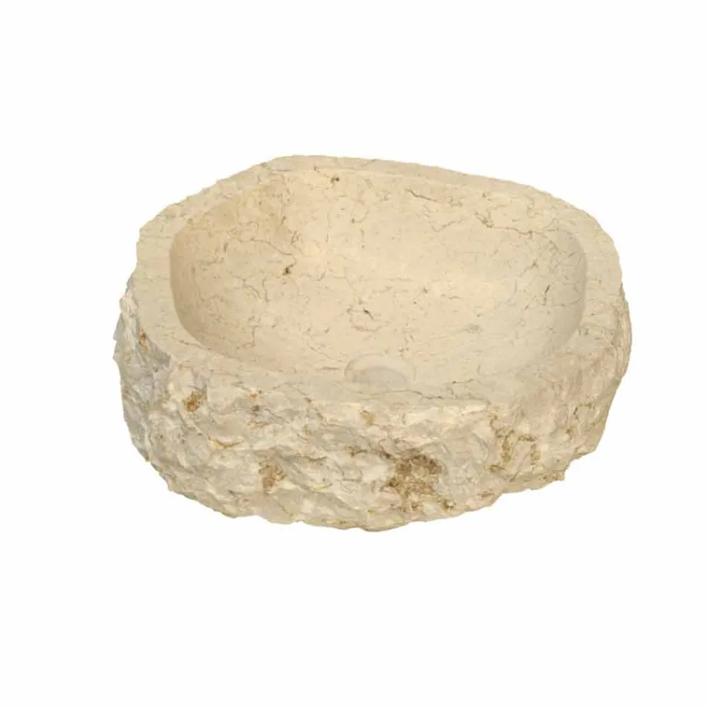 Viadurini Bathroom Steinwaschbecken-Waschbecken Aufsatzwaschbecken beige aus Marmor Mumbai Design