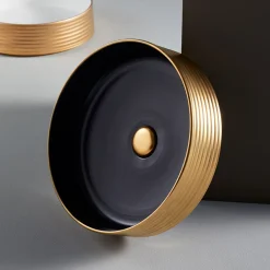 Viadurini Bathroom Keramikwaschbecken-Waschbecken aus handgedrehtem Feinsteinzeug, hergestellt in Italien – Darts