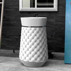 Viadurini Design Design Waschbecken Aus Solid Surface-Waschbecken Freestanding in modernem Design aus Solid Surface® Elizabeth