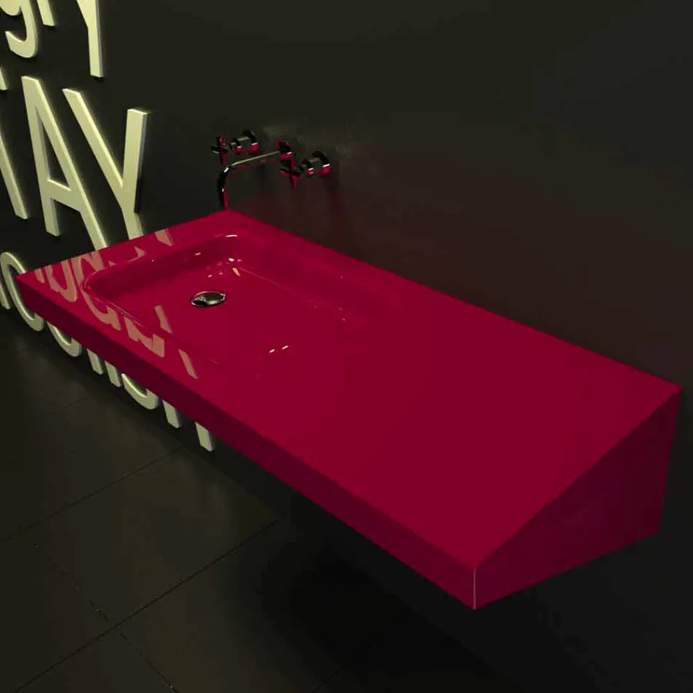 Viadurini Design Farbige Waschbecken|Design Waschbecken Aus Solid Surface-Waschbecken in modernem Design Saddled Made in Italy