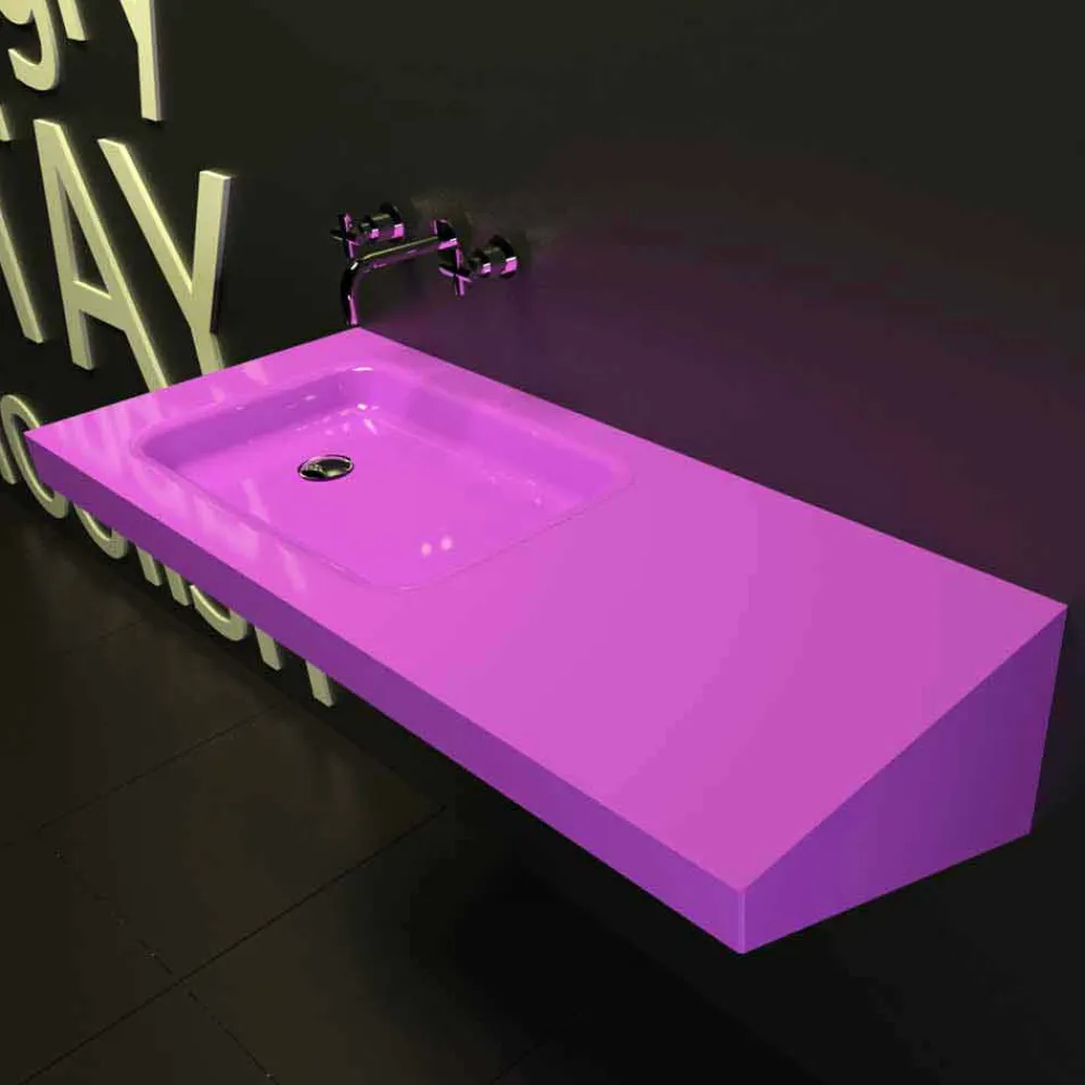 Viadurini Design Farbige Waschbecken|Design Waschbecken Aus Solid Surface-Waschbecken in modernem Design Saddled Made in Italy