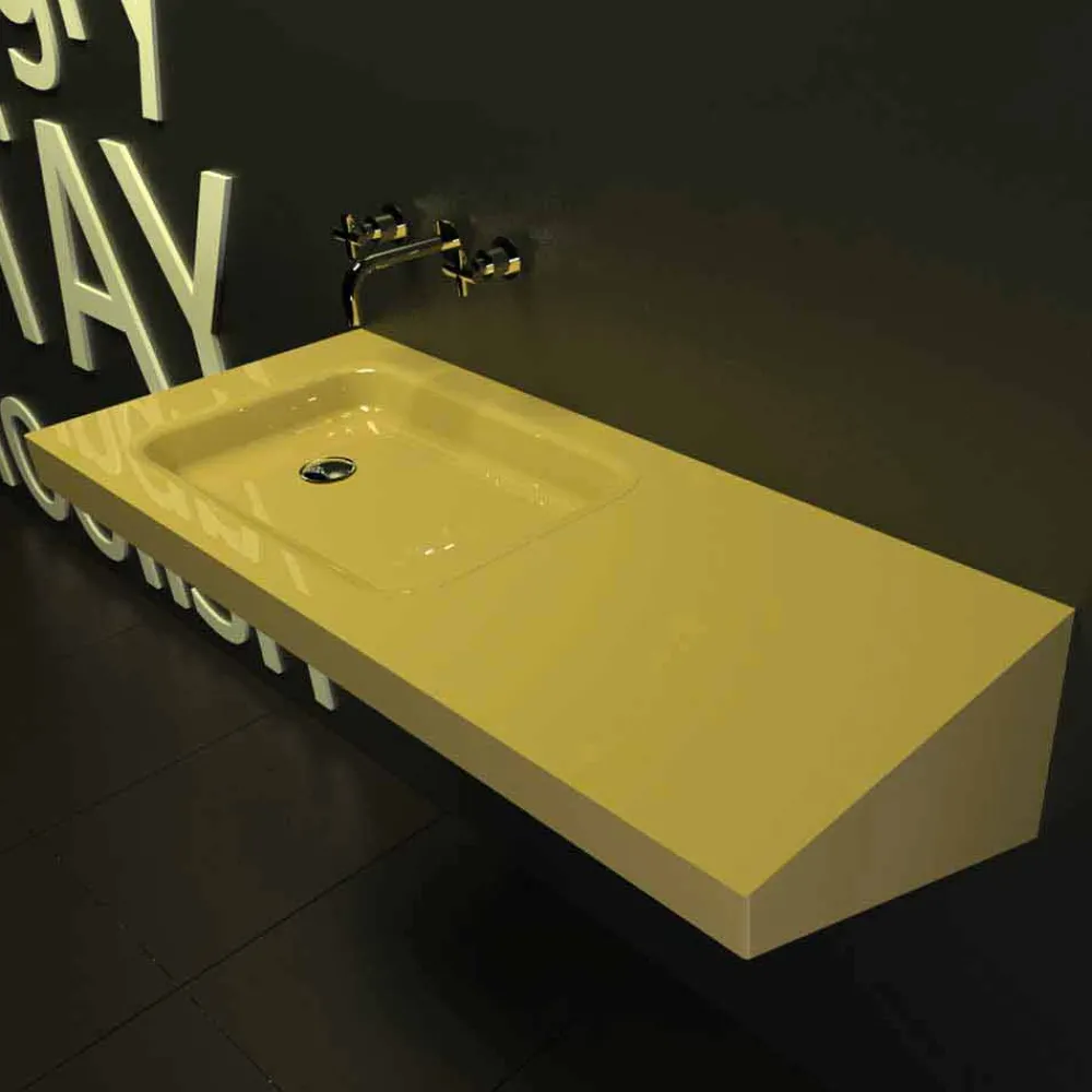 Viadurini Design Farbige Waschbecken|Design Waschbecken Aus Solid Surface-Waschbecken in modernem Design Saddled Made in Italy