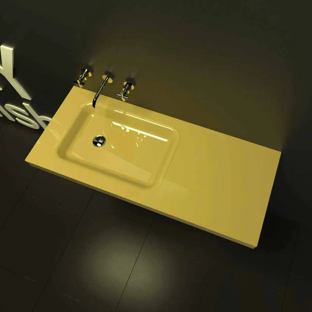 Viadurini Design Farbige Waschbecken|Design Waschbecken Aus Solid Surface-Waschbecken in modernem Design Saddled Made in Italy