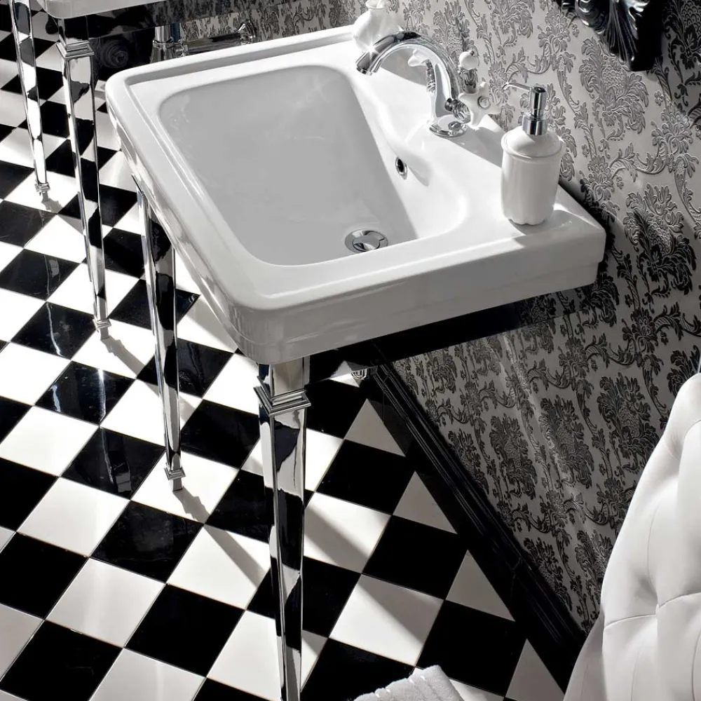 Viadurini Bathroom Vintage Waschbecken|Keramikwaschbecken-Waschbecken Konsole 65 cm in Keramik mit Metallfüßen, Vintage Style - Marwa