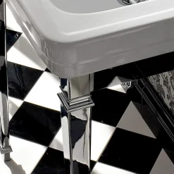 Viadurini Bathroom Vintage Waschbecken|Keramikwaschbecken-Waschbecken Konsole 65 cm in Keramik mit Metallfüßen, Vintage Style - Marwa