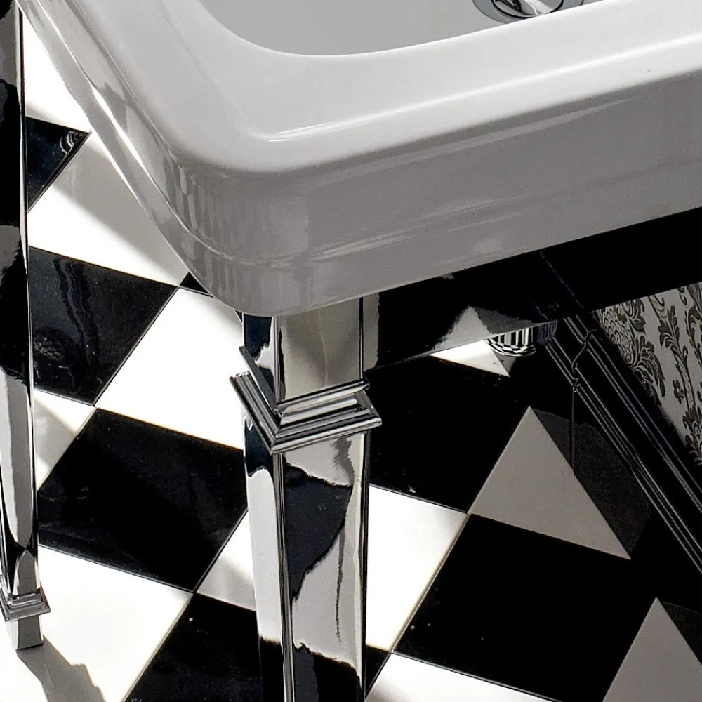 Viadurini Bathroom Vintage Waschbecken|Keramikwaschbecken-Waschbecken Konsole 65 cm in Keramik mit Metallfüßen, Vintage Style - Marwa