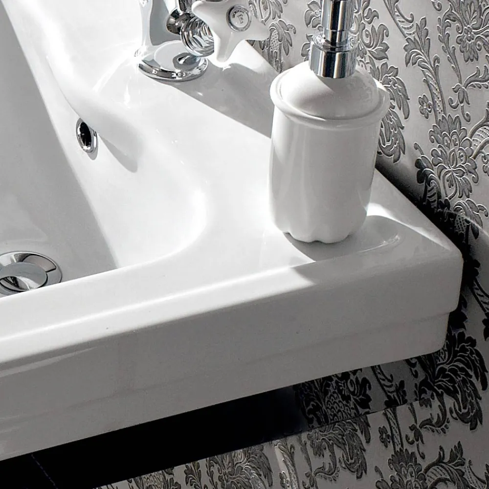 Viadurini Bathroom Vintage Waschbecken|Keramikwaschbecken-Waschbecken Konsole 65 cm in Keramik mit Metallfüßen, Vintage Style - Marwa