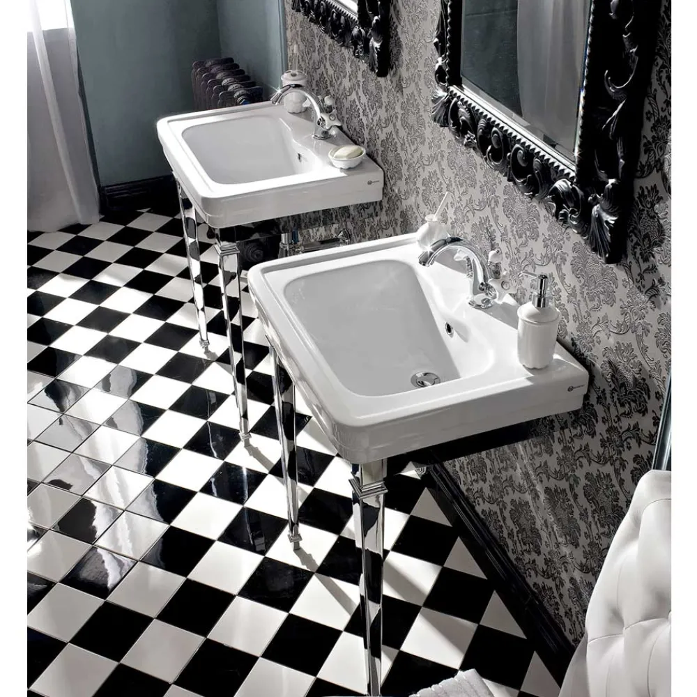 Viadurini Bathroom Vintage Waschbecken|Keramikwaschbecken-Waschbecken Konsole 65 cm in Keramik mit Metallfüßen, Vintage Style - Marwa