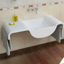 Viadurini Design Design Waschbecken Aus Solid Surface-Waschbecken modern weiß Onda Made in Italy