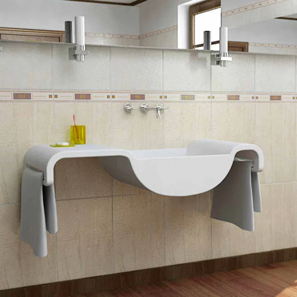 Viadurini Design Design Waschbecken Aus Solid Surface-Waschbecken modern weiß Onda Made in Italy