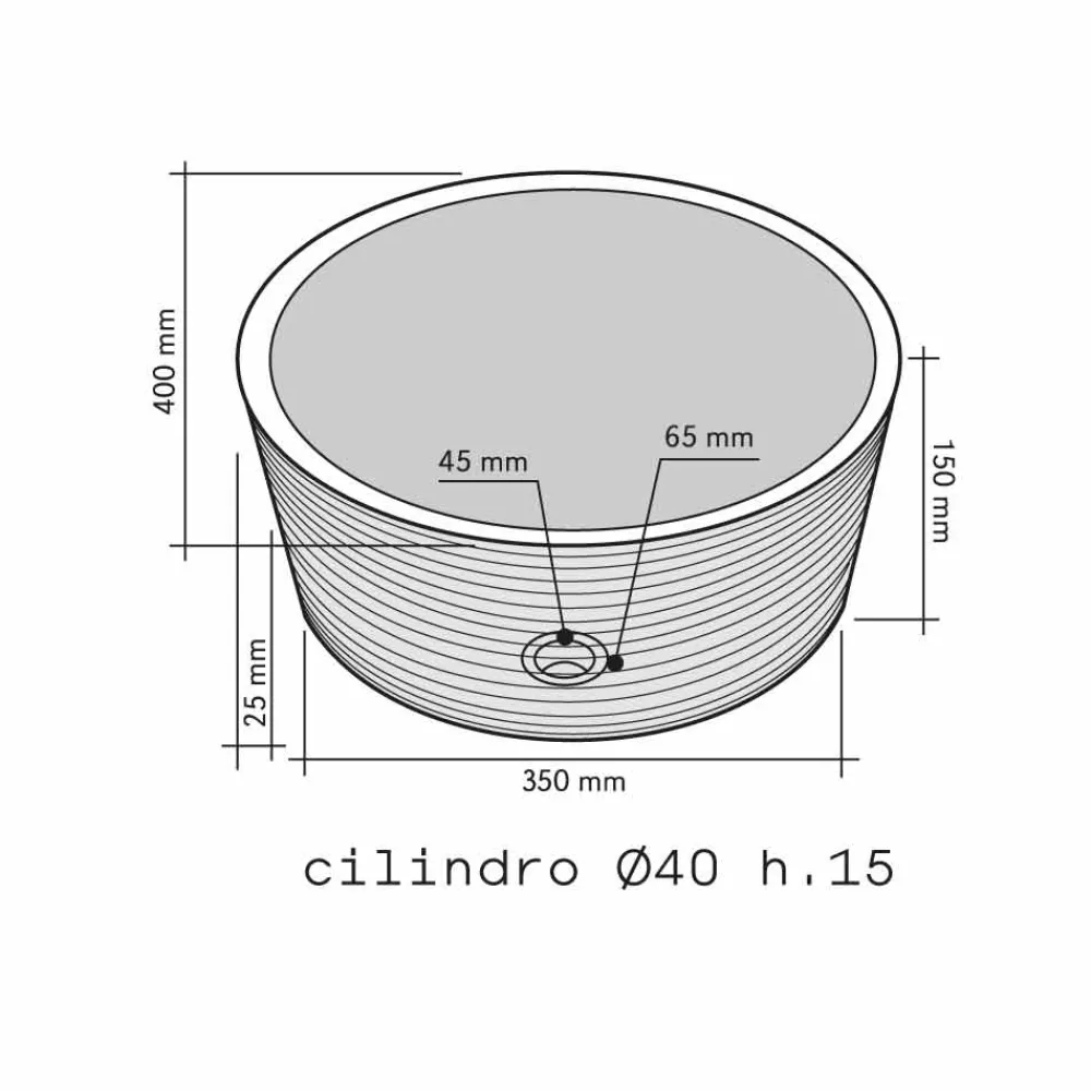 Viadurini Bathroom Steinwaschbecken-Waschbecken Standwaschbecken Zylinder aus schwarzen Marmor Ampat Design