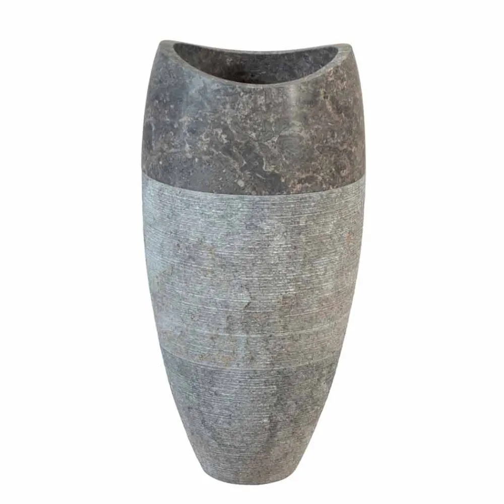 Viadurini Bathroom Steinwaschbecken-Waschbecken Stanwaschebcken Sockel aus grauen Naturstein Gili Design