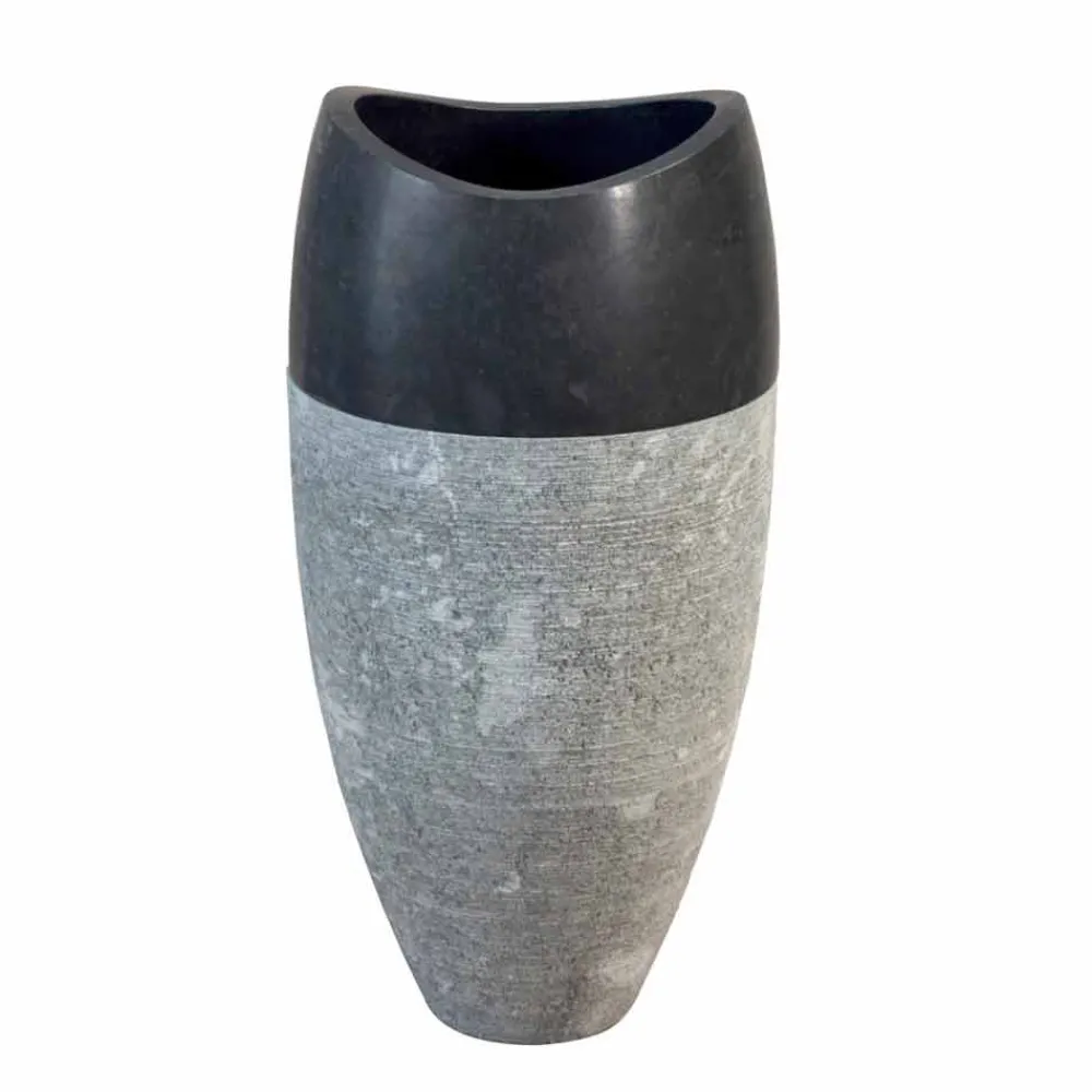 Viadurini Bathroom Steinwaschbecken-Waschbecken Stanwaschebcken Sockel aus schwarz grauen Naturstein Gili Design