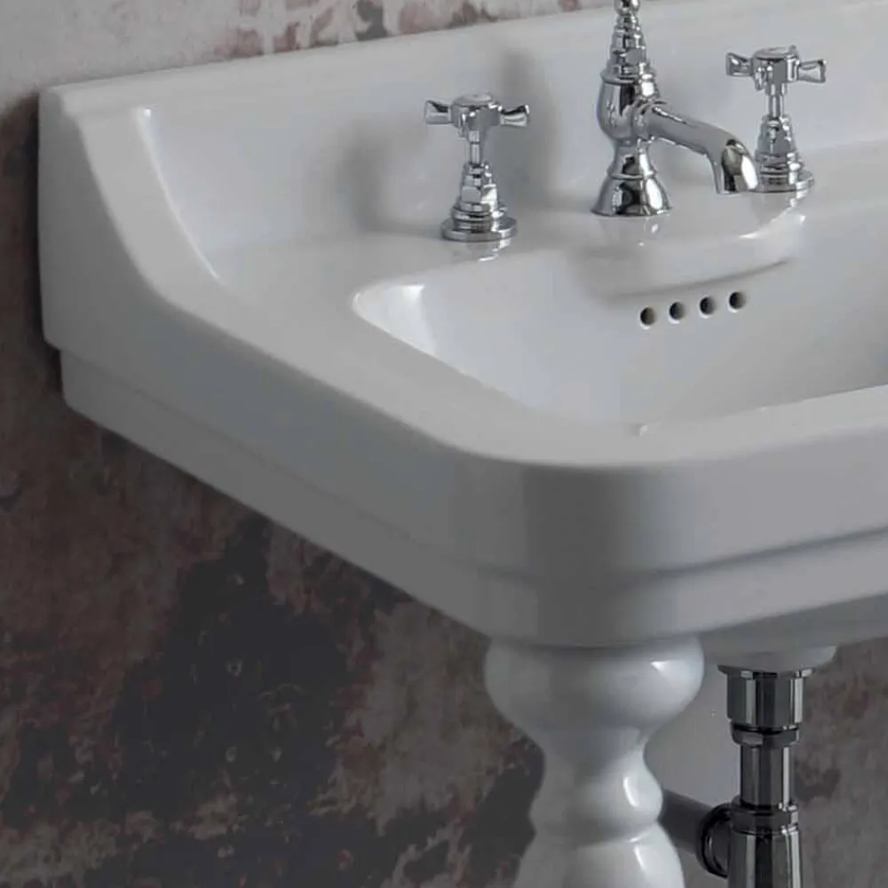 Viadurini Bathroom Vintage Waschbecken|Keramikwaschbecken-Waschbeckenkonsole mit Doppelwaschbecken Keramik klassischer Stil made in Italy, Swami