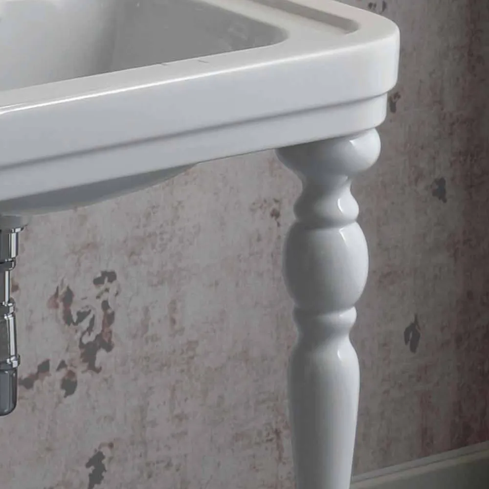 Viadurini Bathroom Vintage Waschbecken|Keramikwaschbecken-Waschbeckenkonsole mit Doppelwaschbecken Keramik klassischer Stil made in Italy, Swami