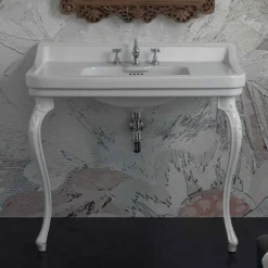 Viadurini Bathroom Keramikwaschbecken-Waschbeckenkonsole weiß aus  Keramik im klassischen Design made in Italy, Swami