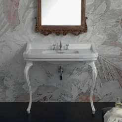 Viadurini Bathroom Keramikwaschbecken-Waschbeckenkonsole weiß aus  Keramik im klassischen Design made in Italy, Swami