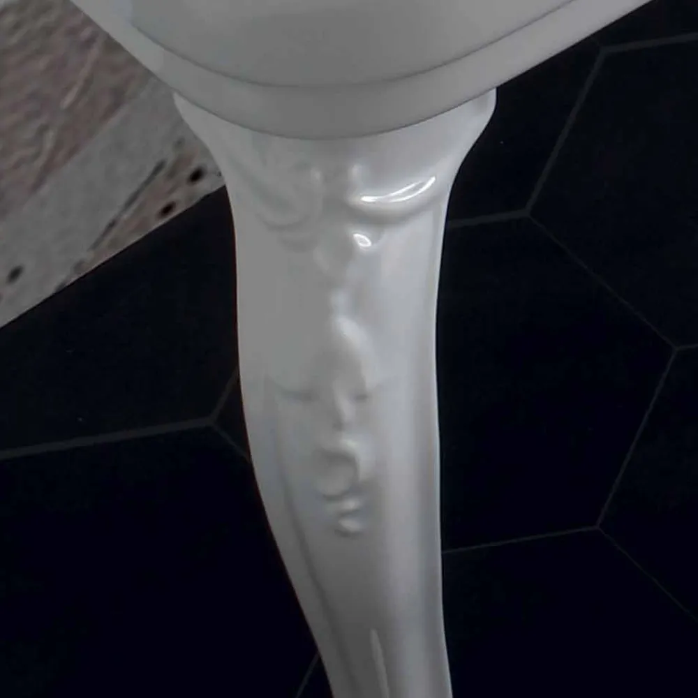 Viadurini Bathroom Keramikwaschbecken-Waschbeckenkonsole weiß aus Keramik im klassischen Design made in Italy, Swami