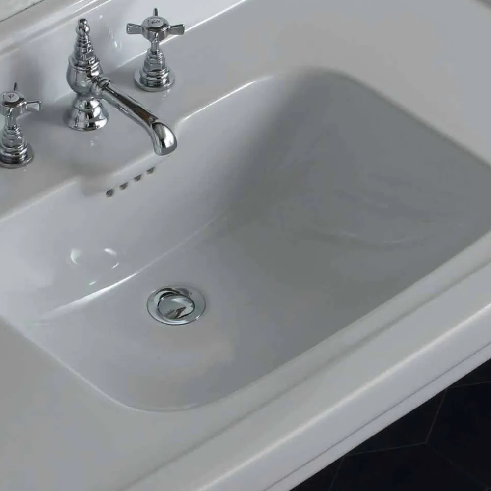 Viadurini Bathroom Keramikwaschbecken-Waschbeckenkonsole weiß aus Keramik im klassischen Design made in Italy, Swami