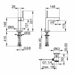 Viadurini Taps Waschbeckenarmaturen-Waschbeckenmischer in Messing-Chrom-Finish, hohe Qualität - Girino