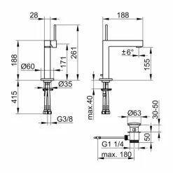 Viadurini Taps Waschbeckenarmaturen-Waschbeckenmischer in Messing-Chrom-Finish, hohe Qualität - Girino