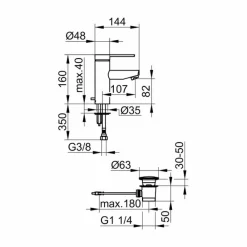 Viadurini Taps Waschbeckenarmaturen-Waschbeckenmischer in Messing-Chrom-Finish, feines Design - Zanio