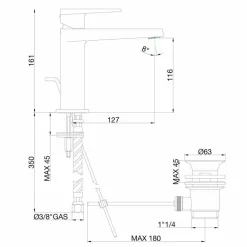 Viadurini Taps Waschbeckenarmaturen-Waschbeckenmischer mit Ablauf in Chrom-Finish Made in Italy - Galla