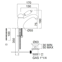 Viadurini Taps Waschbeckenarmaturen-Waschtischmischer im klassischen Stil aus handgefertigtem Messing mit Hebel - Noriana