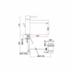 Viadurini Taps Waschbeckenarmaturen-Waschtischmischer mit Ausguss 170 mm Achsabstand Made in Italy - Ermia