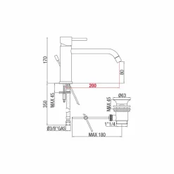 Viadurini Taps Waschbeckenarmaturen-Waschtischmischer mit Ausguss 200 mm Achsabstand aus Messing Made in Italy - Liro