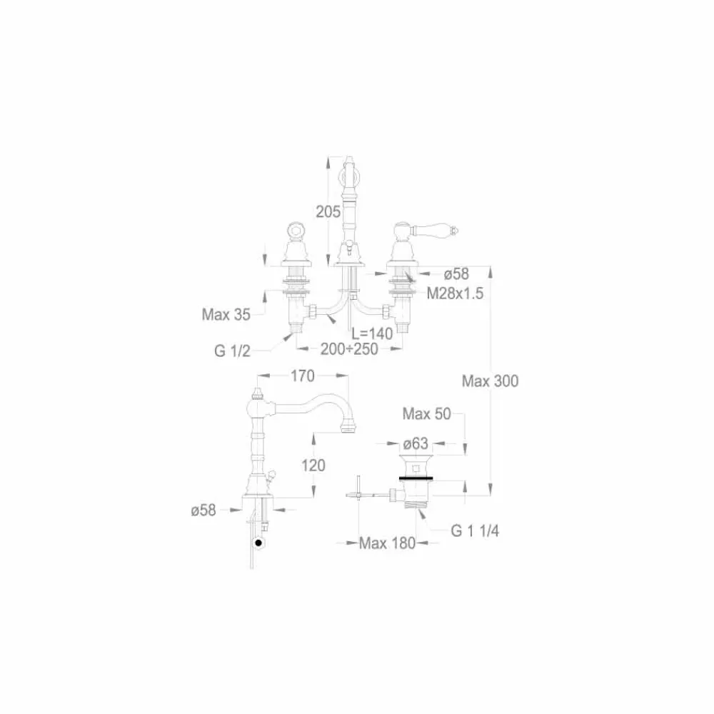 Viadurini Taps Waschbeckenarmaturen-Waschtisch-Waschtischmischer aus verchromtem Messing Made in Italy - Binsu