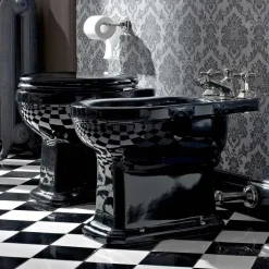 Viadurini Bathroom Wc-Wc Classic Bodenvase aus schwarzer Keramik mit Sitz, Made in Italy - Marwa