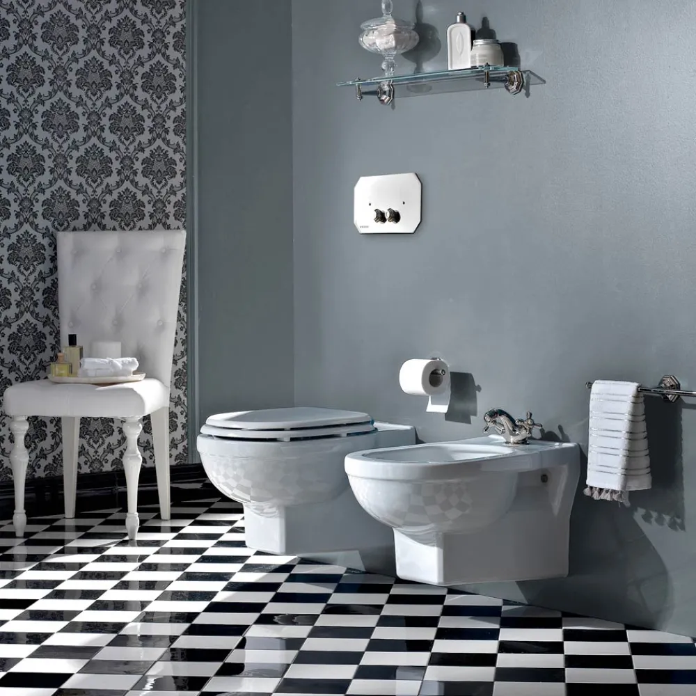 Viadurini Bathroom Wc-Wc Suspended Vase Classic Style aus weißer Keramik Made in Italy - Marwa