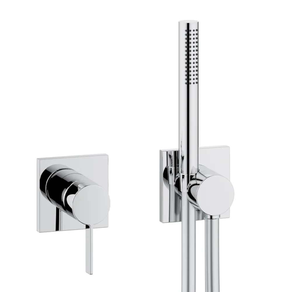 Viadurini Bathroom Duscharmaturen-2-Wege-Duschgruppe Duschkopf und Handbrause mit runder oder quadratischer Rosette - Imperio