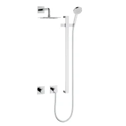 Viadurini Bathroom Duscharmaturen-2-Wege-Duschgruppe mit Rosette und runder oder quadratischer Gleitstange - Kristio