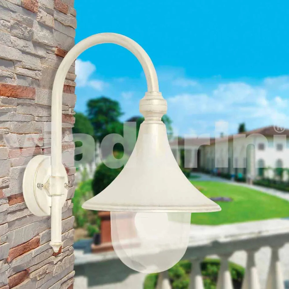 Viadurini Lighting Garten-Wandlampen-Weiße Aluminiumlaterne der Gartenwand, hergestellt in Italien, Anusca