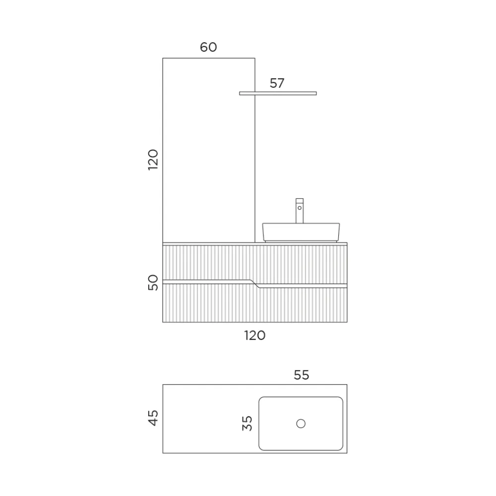 Viadurini Bathroom Badmöbel Hängend-Weiße Badezimmerkomposition mit Spiegel und Regal, hergestellt in Italien – Ares