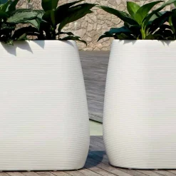 Myyour Gartenideen-Weiße Design Vase im Innen- oder Außenbereich in drei Größen, 2 Stück - Pandora von