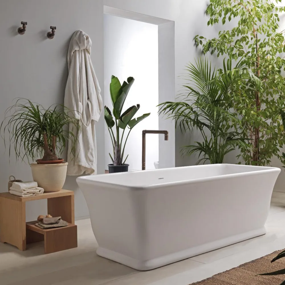 Viadurini Bathroom Freistehende Badewannen-Weiße freistehende Badewanne aus massiver Oberfläche, hergestellt in Italien – Cleopatra