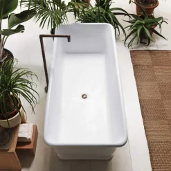 Viadurini Bathroom Freistehende Badewannen-Weiße freistehende Badewanne aus massiver Oberfläche, hergestellt in Italien – Cleopatra