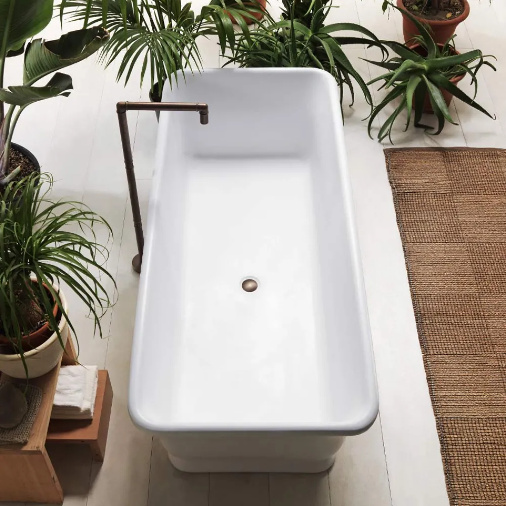 Viadurini Bathroom Freistehende Badewannen-Weiße freistehende Badewanne aus massiver Oberfläche, hergestellt in Italien – Cleopatra