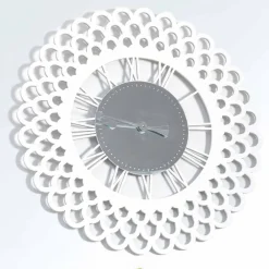 Viadurini Time Design Wanduhren-Weiße Holzwanduhr Großes und modernes Blumenmuster - Gerbera