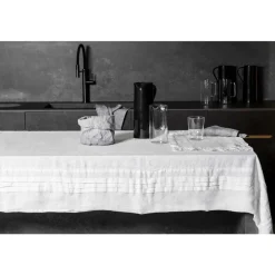 Viadurini Textile Tischdecken-Weiße Leinentischdecke mit italienischem Luxus-Plissee-Motivrand - Tippel