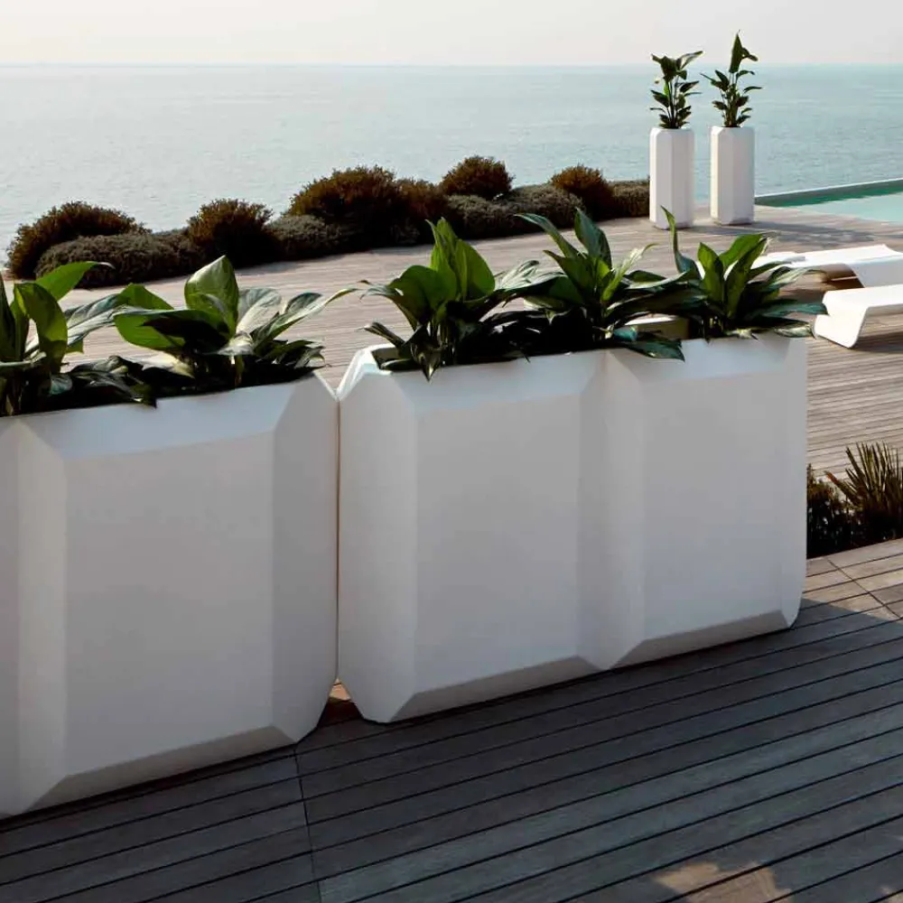 Myyour Gartenideen-Weiße Plastikvase im Innen- oder Außenbereich in 3 Größen, 2 Stück - Gem von