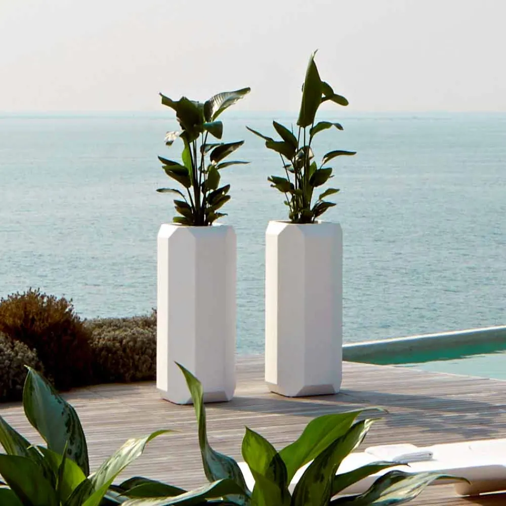 Myyour Gartenideen-Weiße Plastikvase im Innen- oder Außenbereich in 3 Größen, 2 Stück - Gem von