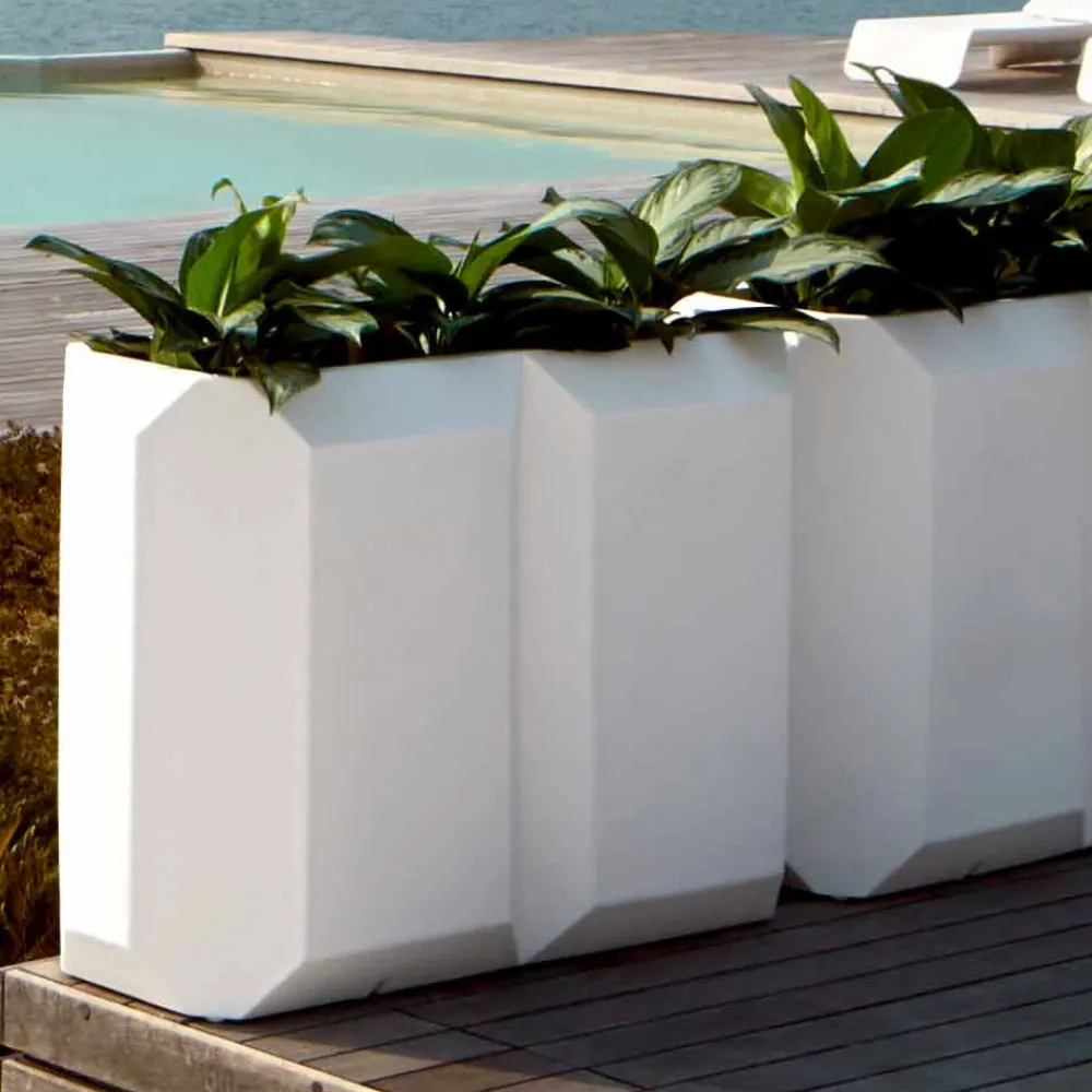 Myyour Gartenideen-Weiße Plastikvase im Innen- oder Außenbereich in 3 Größen, 2 Stück - Gem von