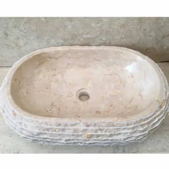 Viadurini Bathroom Steinwaschbecken-Weiße Spüle aus Naturstein Cora, zeitgenössisches Design